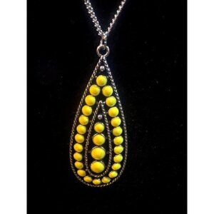 Paparazzi Teardrop Pendant Necklace & Earring Set With Yellow Stones